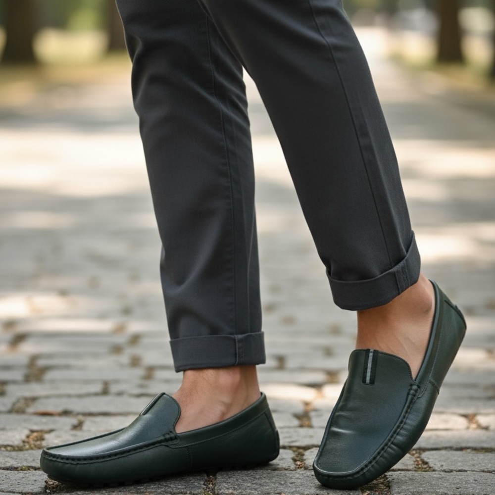 Burudani Men’s Loafers – Size 11 | Classic Black Driving Moccasins